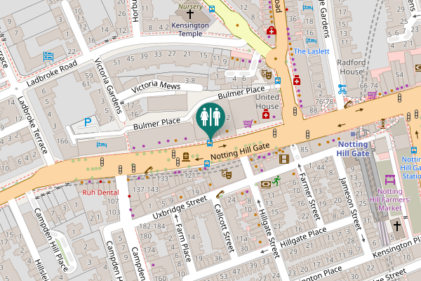 Map showing location of Notting Hill Gate