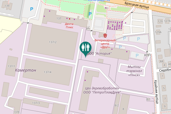Map showing location of Брэсцкая вуліца 137/2 Toilet
