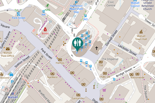 Map showing location of Saint Paul's Street Toilet