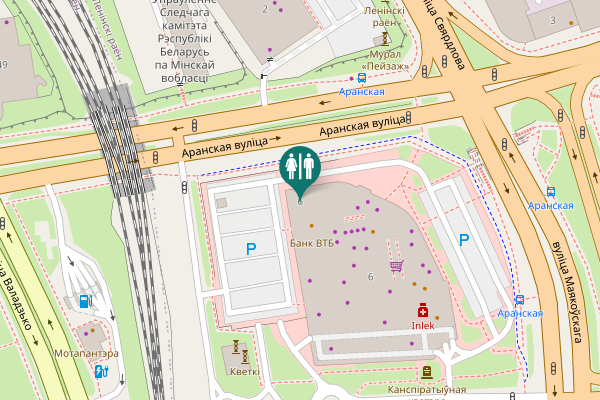 Map showing location of вуліца Маякоўскага 6 Toilet