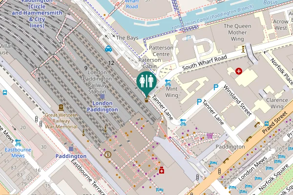 Map showing location of South Wharf Road Toilet