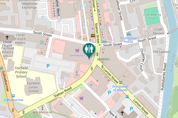 Map showing location of Sainsbury's Toilets