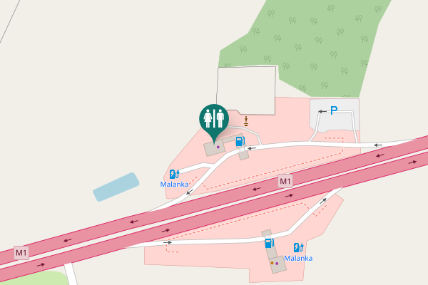 Map showing location of М1 Toilet