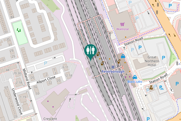 Map showing location of Station Road Toilet