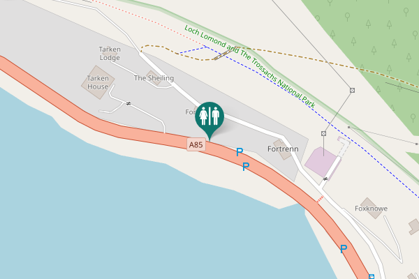 Map showing location of A85 Toilet