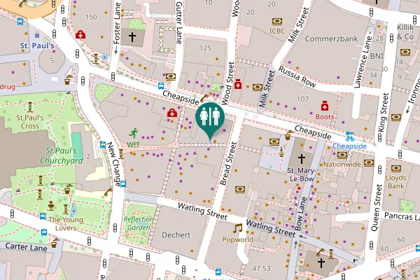 Map showing location of New Change Passage 15 Toilet