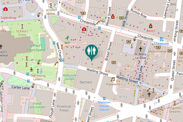Map showing location of Cheapside Passage 18 Toilet