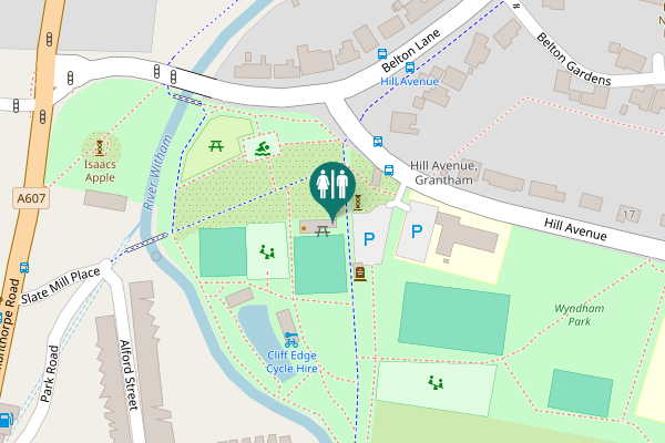 Map showing location of Hill Avenue Toilet