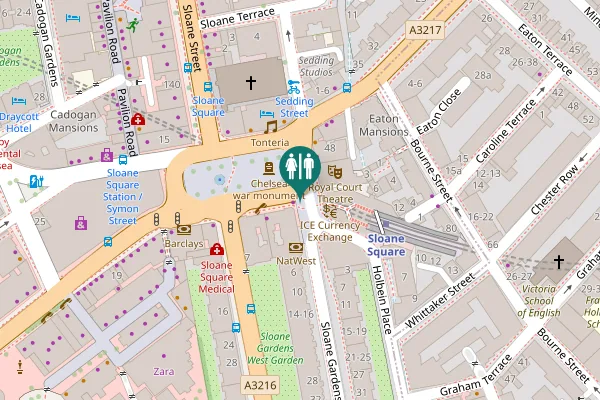 Map showing location of Sloane Square Toilet