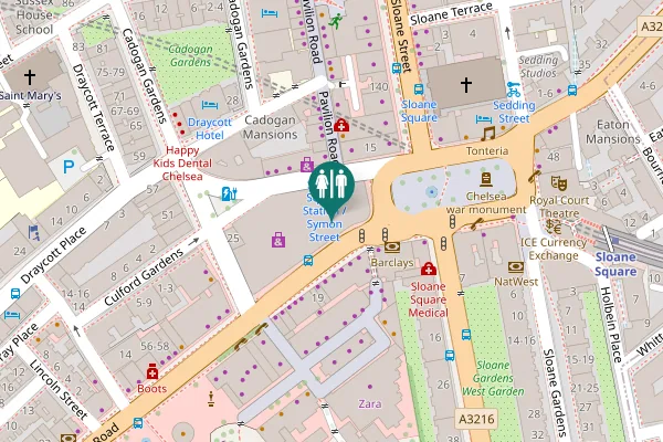 Map showing location of Sloane Square Toilet