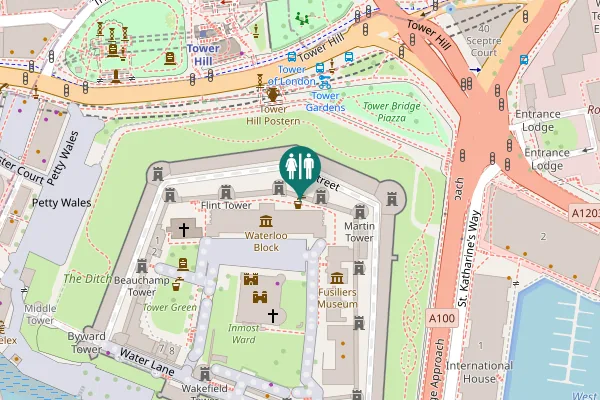 Map showing location of Mint Street Toilet