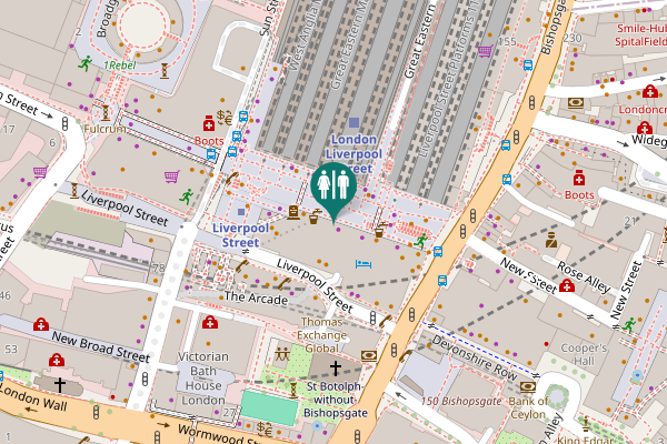 Map showing location of Liverpool Street Toilet