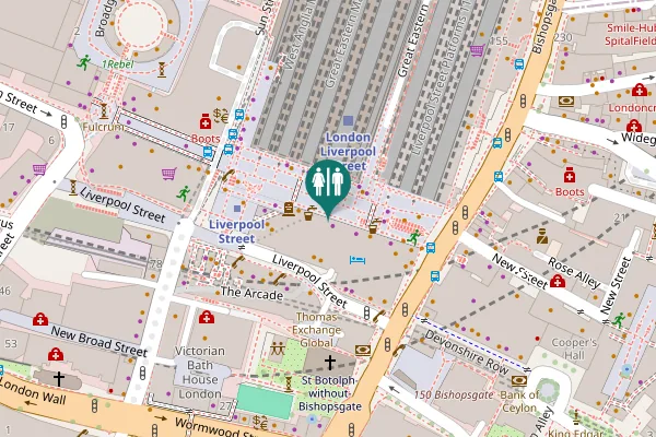 Map showing location of Liverpool Street Toilet