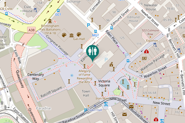 Map showing location of Victoria Square Toilet