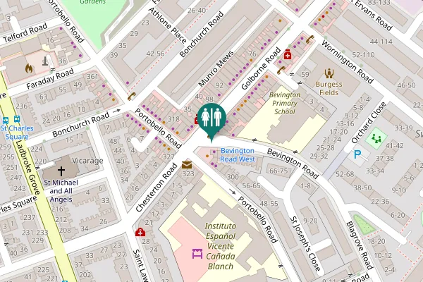 Map showing location of Bevington Road 31 Toilet