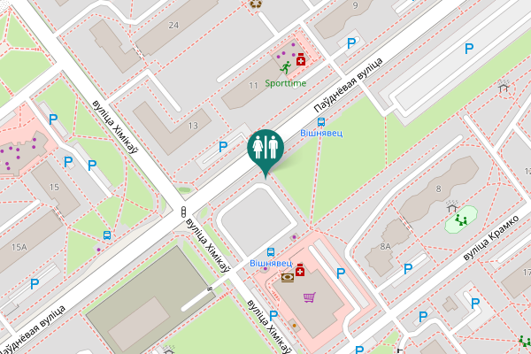 Map showing location of Паўднёвая вуліца 11 Toilet