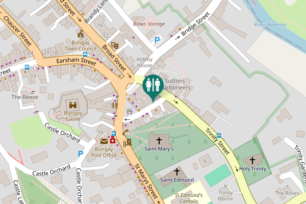 Map showing location of Cross Street Toilets