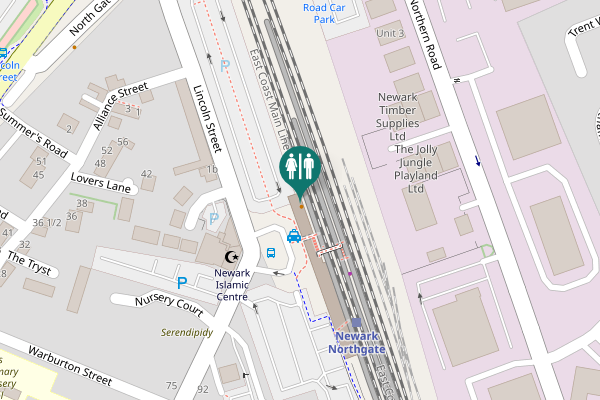 Map showing location of Lincoln Street Toilet