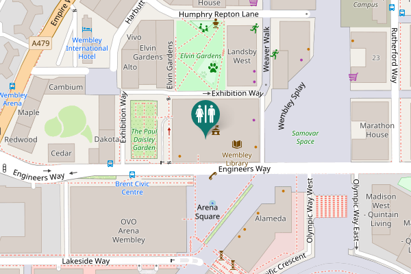 Map showing location of Engineers Way Toilet