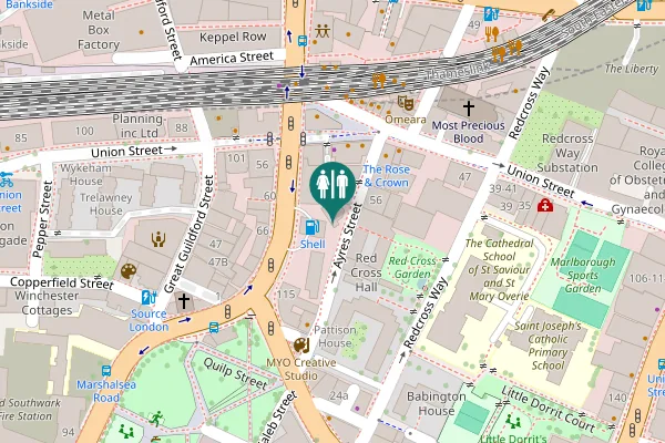 Map showing location of Southwark Bridge Road 101-103 Toilet