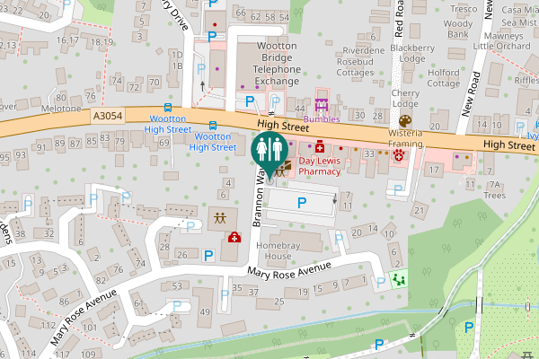 Map showing location of Wootton Bridge Toilet
