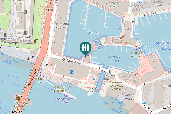 Map showing location of St. Katharine's Way Toilet
