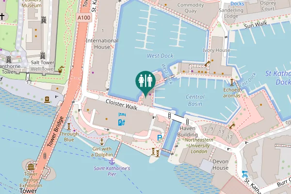 Map showing location of St. Katharine's Way Toilet