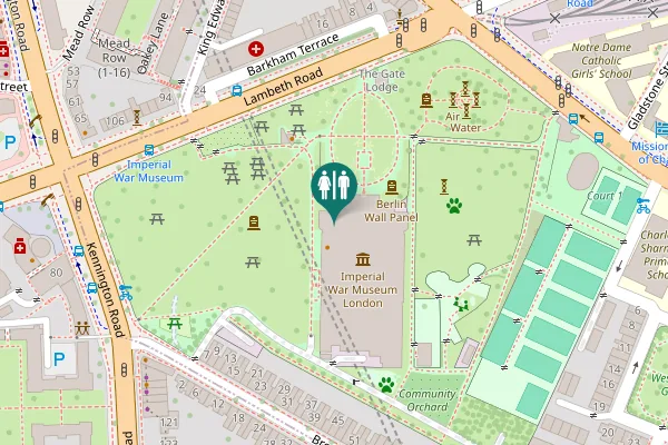 Map showing location of Lambeth Road Toilet