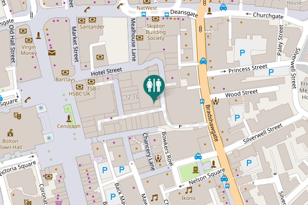 Map showing location of Bolton Toilet