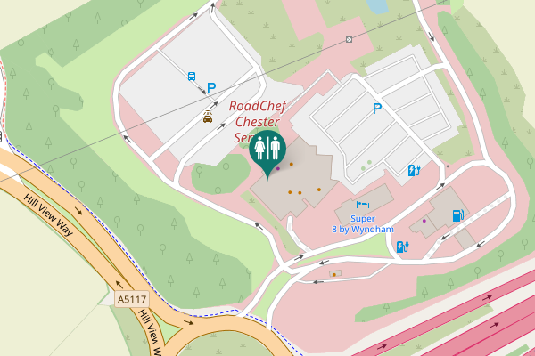 Map showing location of RoadChef Chester Services Toilet