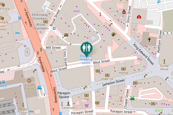 Map showing location of West Street Toilet