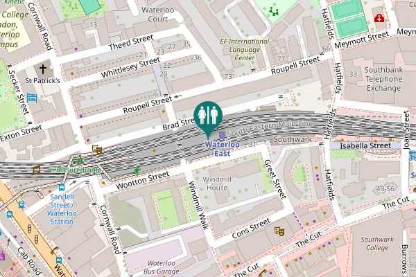 Map showing location of Brad Street Toilet