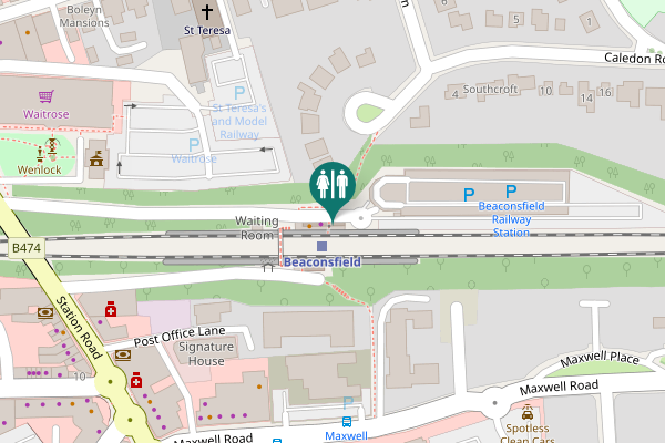 Map showing location of Beaconsfield Toilet
