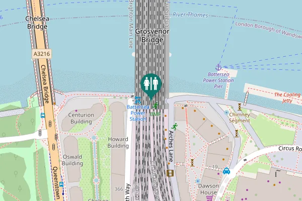 Map showing location of Greater London Toilet