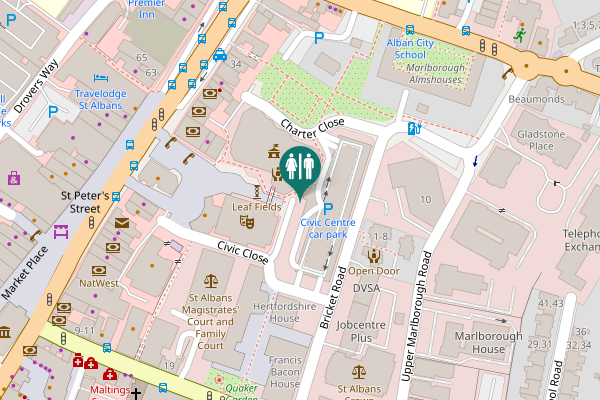 Map showing location of Civic centre Public Toilets - male