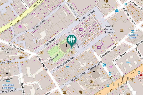 Map showing location of Bedford Street Toilet