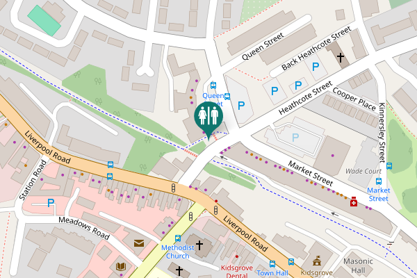 Map showing location of Heathcote Street Toilet