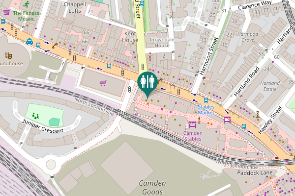 Map showing location of North Yard Entrance 87/88 Toilet
