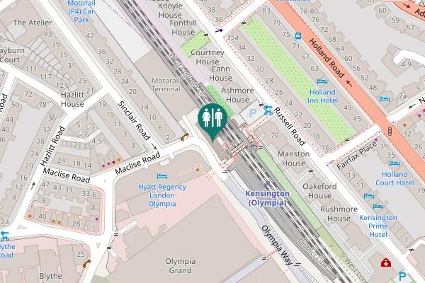 Map showing location of Olympia Way Toilet