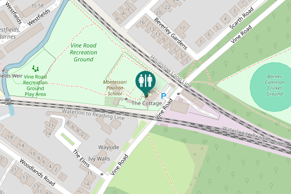 Map showing location of Vine Road Toilet