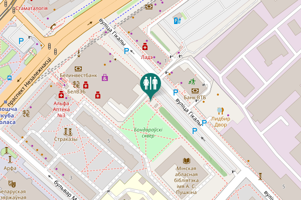 Map showing location of праспект Незалежнасці 54 Toilet