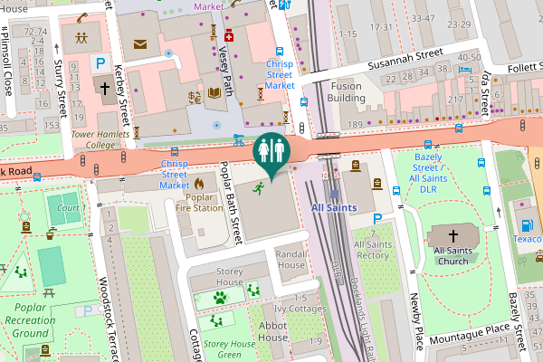 Map showing location of East India Dock Road Toilet