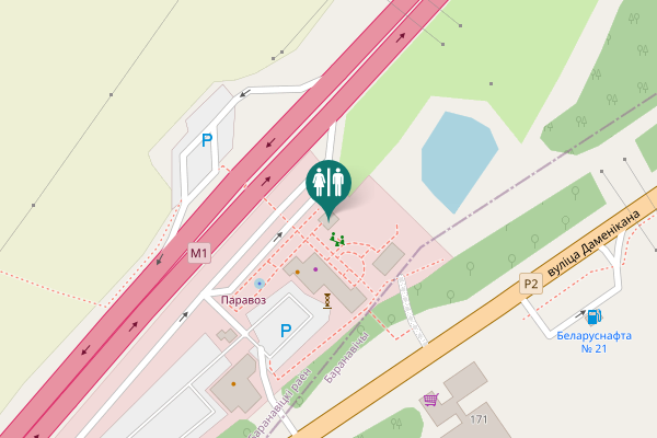 Map showing location of М1 Toilet