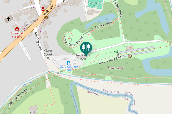 Map showing location of Stour Valley Path Toilet