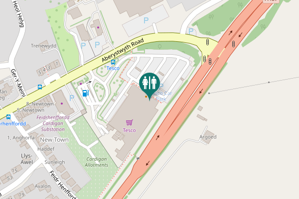Map showing location of A487 Toilet