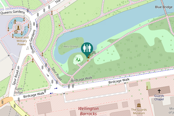 Map showing location of Birdcage Walk Toilet
