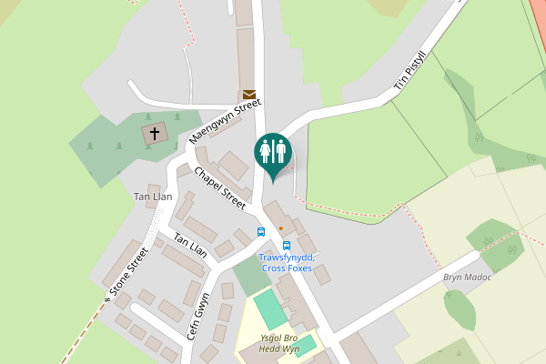 Map showing location of Pen y Garreg Street Toilet