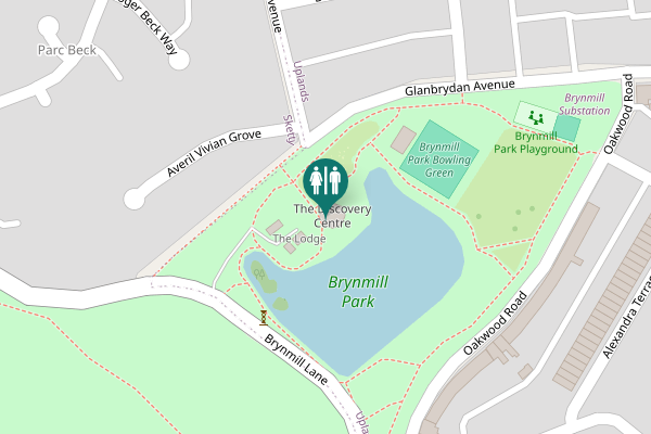 Map showing location of Llythrid Avenue Toilet