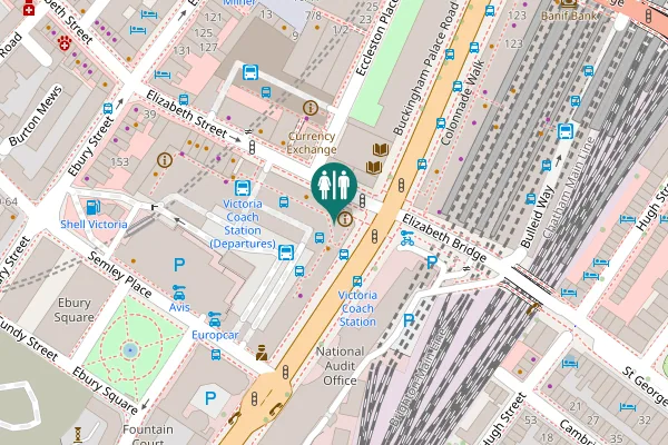 Map showing location of Buckingham Palace Road 164-200 Toilet