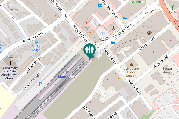 Map showing location of Augusta Street Toilet